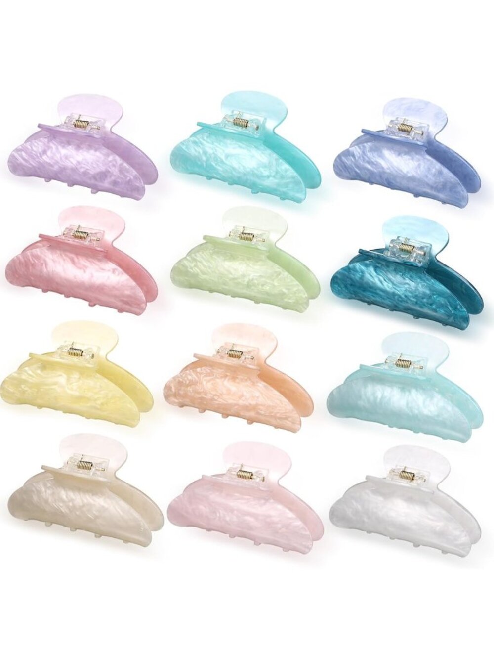 12 Large Candy Color Hair Claw Clips - Cute, Trendy Hair Accessories Set